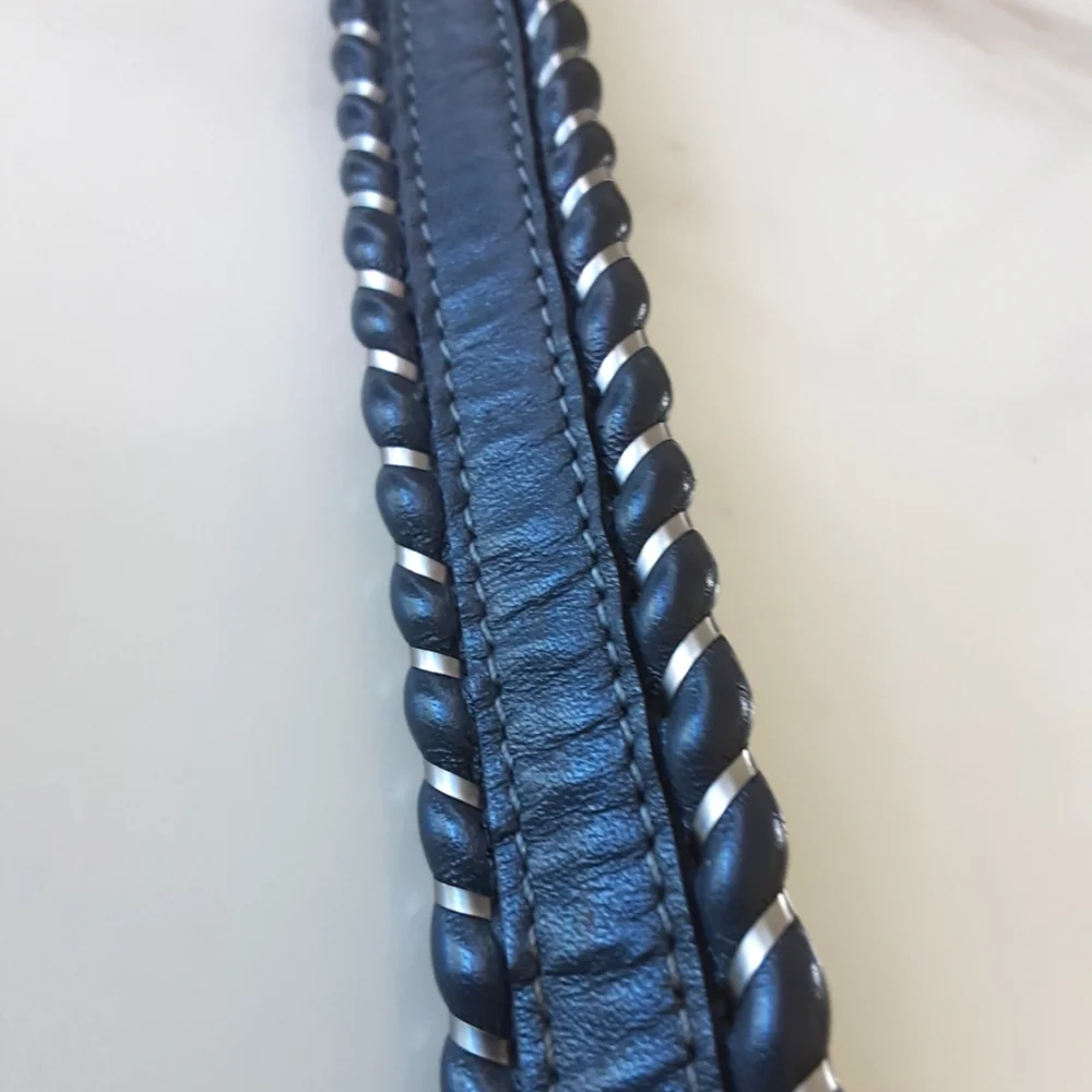 GENUINE LEATHER WESTERN BELT GRAY & SILVER SZ M - Picture 5 of 5